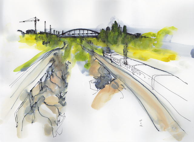 More sketches of Oberbaumbrücke and its surroundings