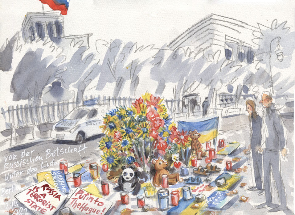 Vor der Russischen Botschaft – Stand with Ukraine!